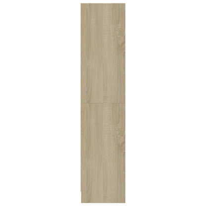 3-Tier Book Cabinet White and Sonoma Oak, Chipboard