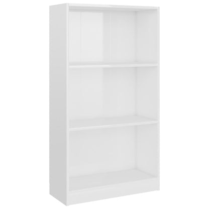 3-Tier Book Cabinet High Gloss White, Chipboard