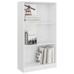 3-Tier Book Cabinet High Gloss White, Chipboard