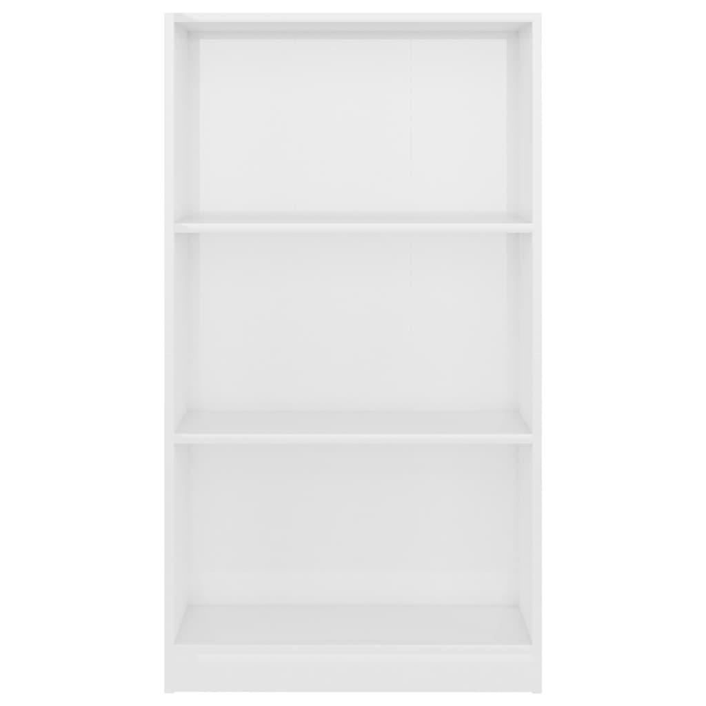 3-Tier Book Cabinet High Gloss White, Chipboard