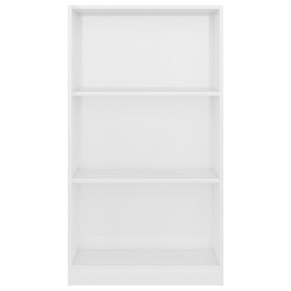 3-Tier Book Cabinet High Gloss White, Chipboard