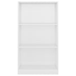 3-Tier Book Cabinet High Gloss White, Chipboard