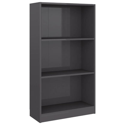 3-Tier Book Cabinet High Gloss Grey - Chipboard