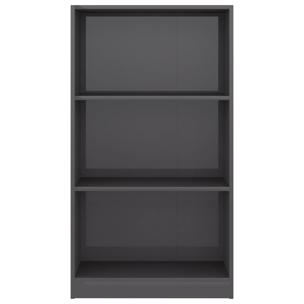 3-Tier Book Cabinet High Gloss Grey - Chipboard