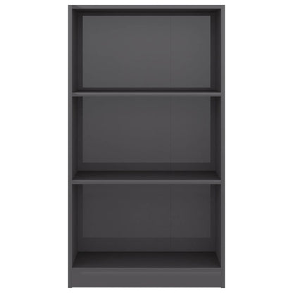 3-Tier Book Cabinet High Gloss Grey - Chipboard