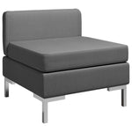 Sectional Middle Sofa with Cushion Fabric Dark Grey