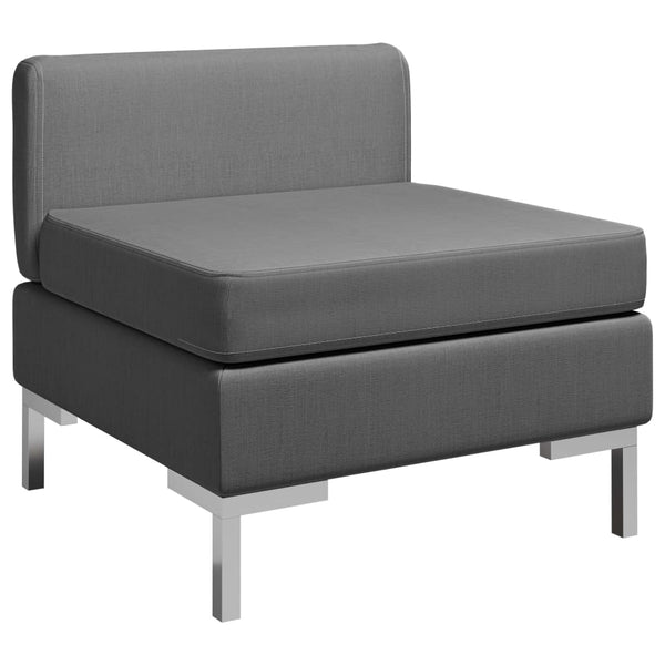  Sectional Middle Sofa with Cushion Fabric Dark Grey