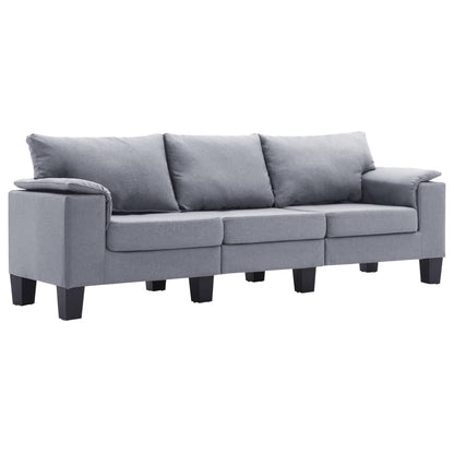 3-Seater Sofa Light Grey Fabric