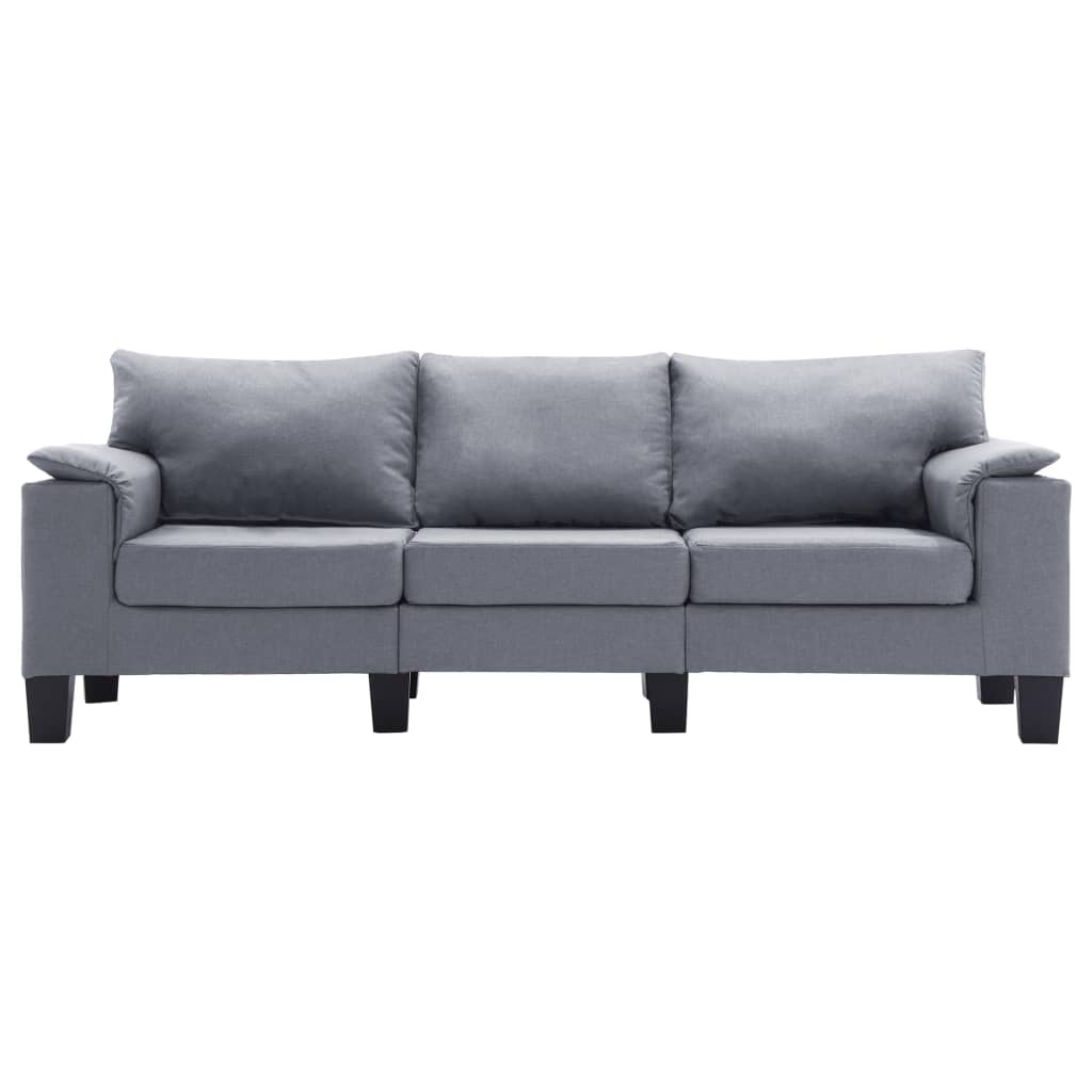 3-Seater Sofa Light Grey Fabric