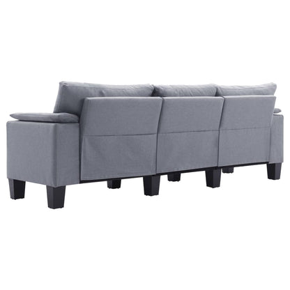 3-Seater Sofa Light Grey Fabric