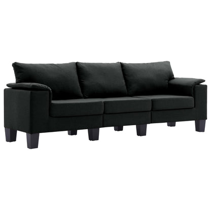 3-Seater Sofa Black Fabric - 198.5×70×75cm