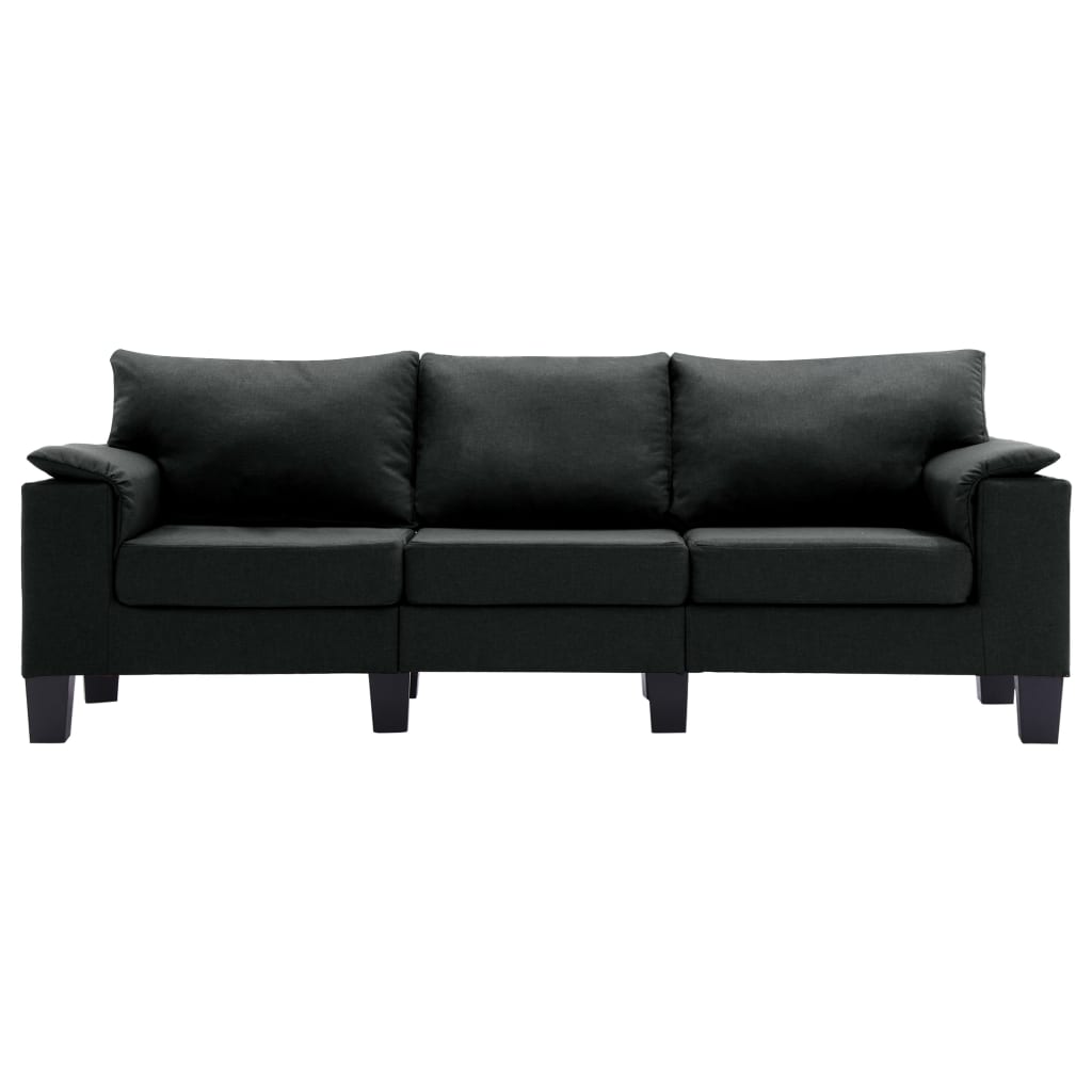 3-Seater Sofa Black Fabric - 198.5×70×75cm