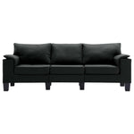 3-Seater Sofa Black Fabric