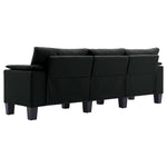 3-Seater Sofa Black Fabric