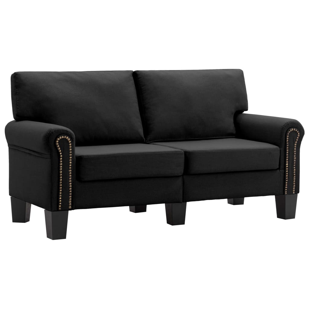 2-Seater Sofa Black Fabric