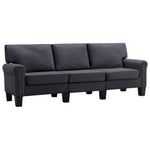 3-Seater Sofa Dark Grey Fabric