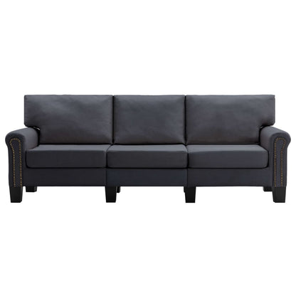 3-Seater Sofa Dark Grey Fabric