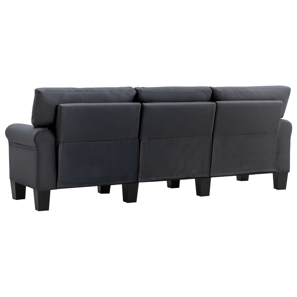 3-Seater Sofa Dark Grey Fabric
