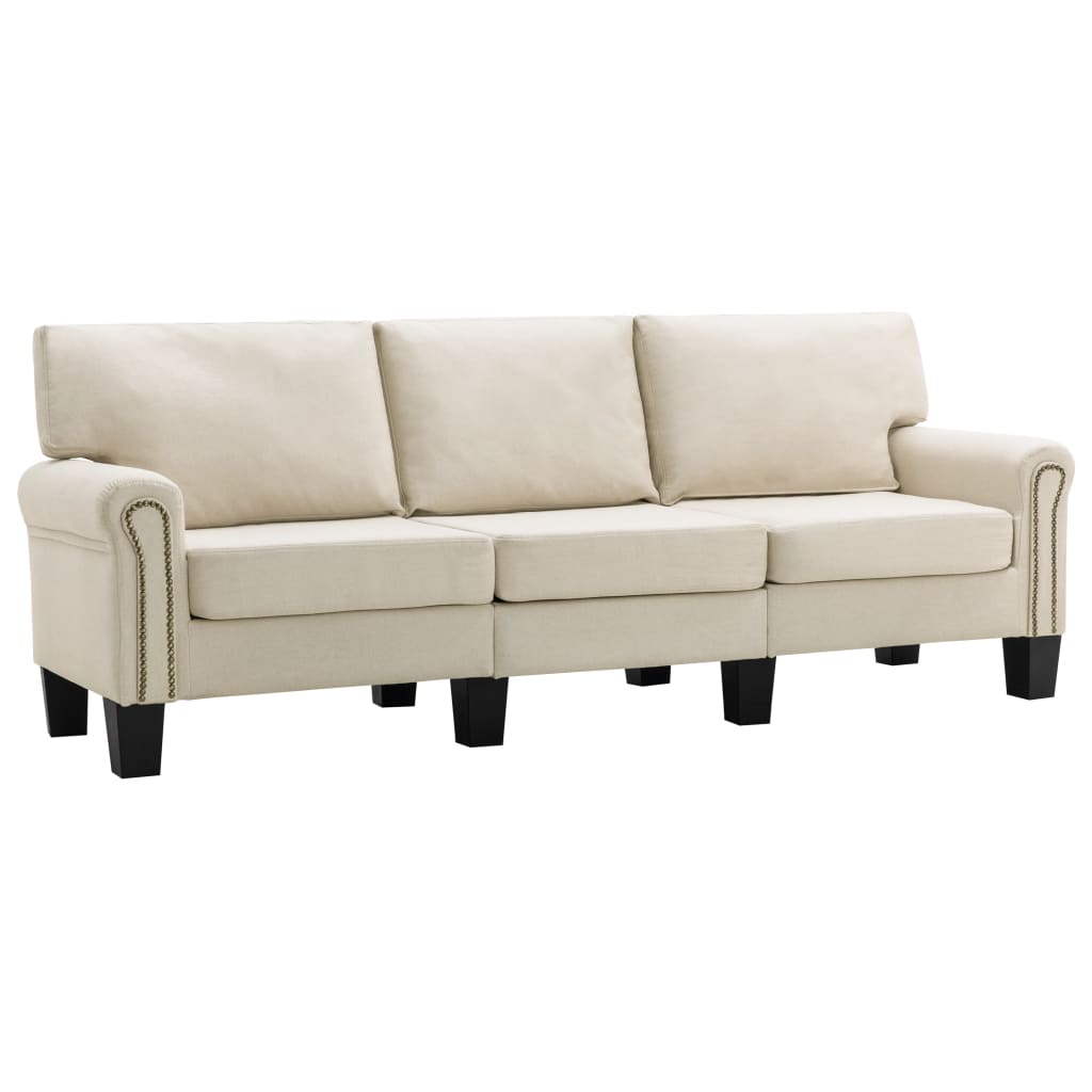 3-Seater Sofa Cream Fabric