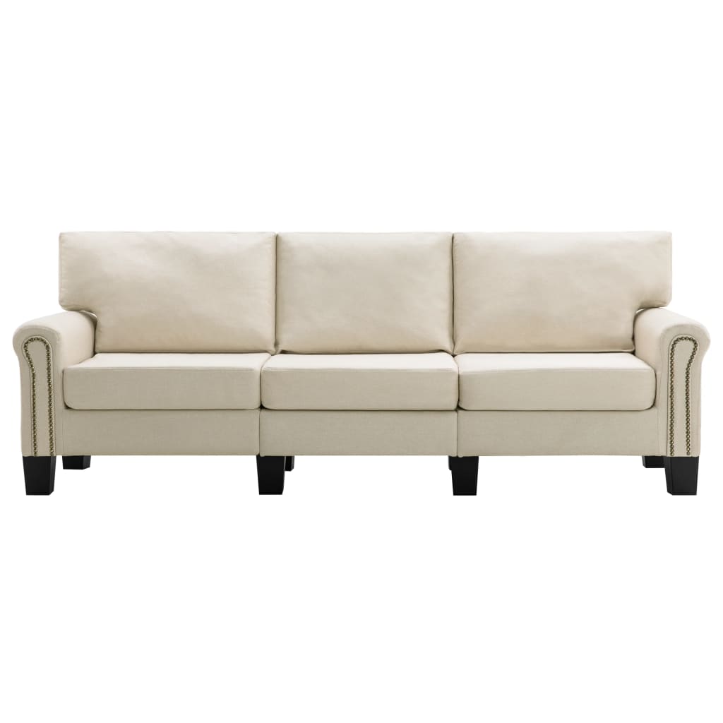 3-Seater Sofa Cream Fabric