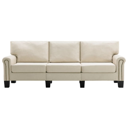 3-Seater Sofa Cream Fabric