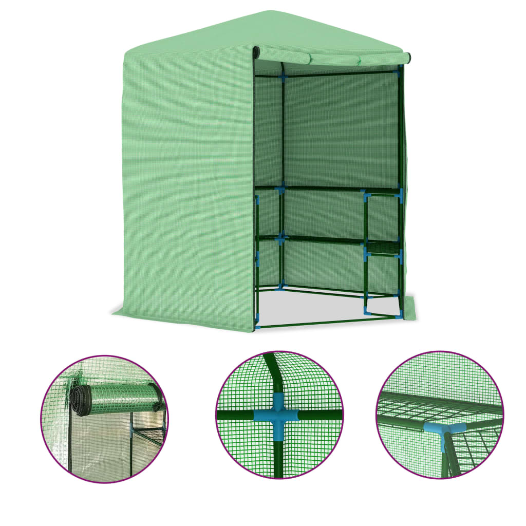 Greenhouse with Shelves Steel 227x223 cm