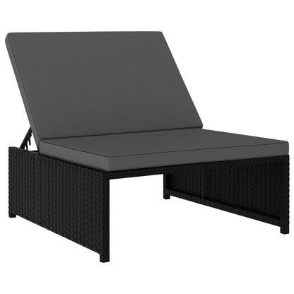 Sun Loungers 2 pcs with Table Poly Rattan Black - 60×40×25cm