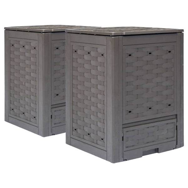  Garden Composters 2 pcs Brown 600 L