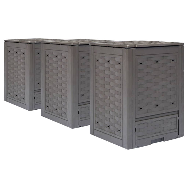  Garden Composters 3 pcs Brown 900 L