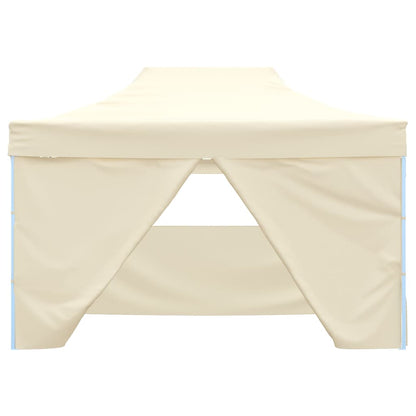 Professional Folding Party Tent with 4 Sidewalls 3x4 m Steel Cream
