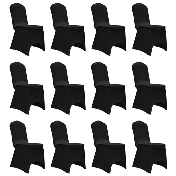  Chair Cover Stretch Black 12 pcs