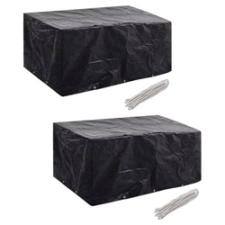 Garden Furniture Covers 2 pcs 6 Person Poly Rattan Set 10 Eyelets