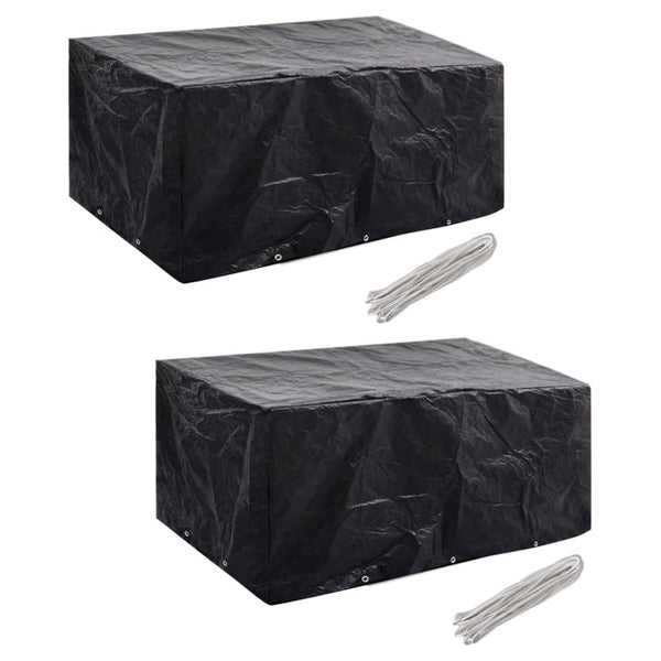  Garden Furniture Covers 2 pcs 6 Person Poly Rattan Set 10 Eyelets