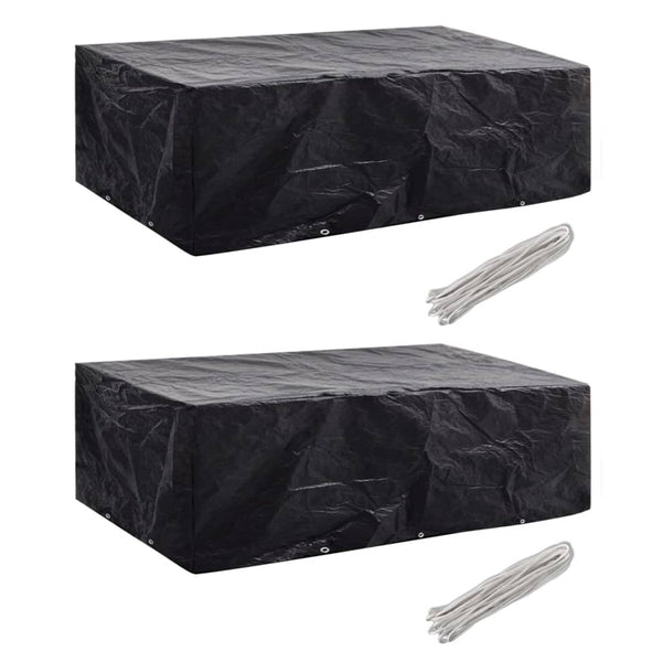  Garden Furniture Covers 2 pcs 8 Person Poly Rattan Set 10 Eyelets