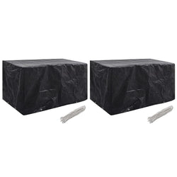 2 pcs Garden Furniture Covers 8 Eyelets Black