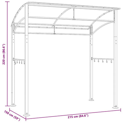 BBQ Gazebo 215x150x220cm Anthracite Steel | HomeAndLiving