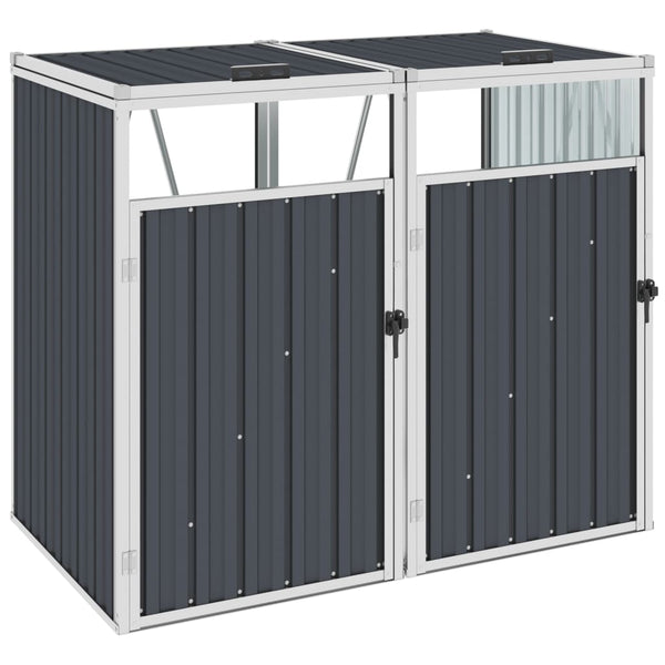  Double Garbage Bin Shed Anthracite Steel