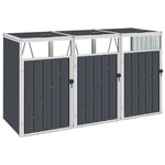 Triple Garbage Bin Shed Anthracite Steel