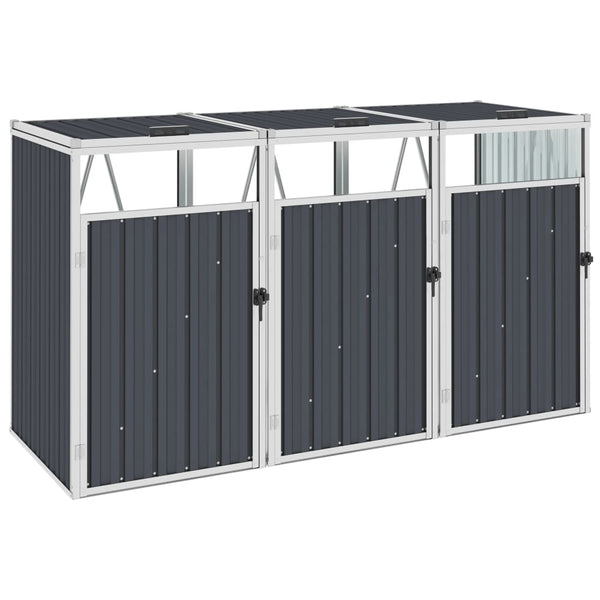  Triple Garbage Bin Shed Anthracite Steel