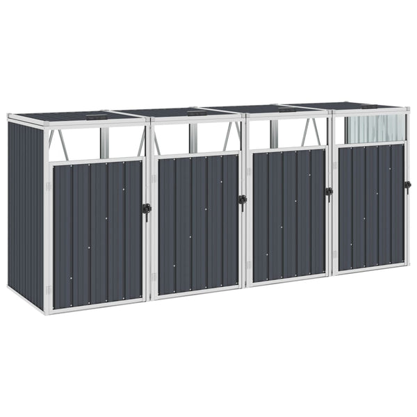  Quadruple Garbage Bin Shed Anthracite Steel