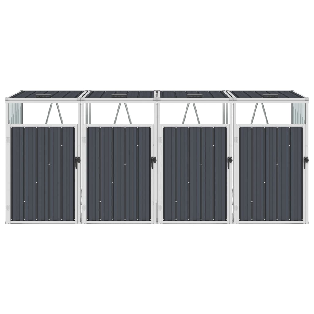 Quadruple Garbage Bin Shed Anthracite Steel