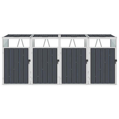 Quadruple Garbage Bin Shed Anthracite Steel
