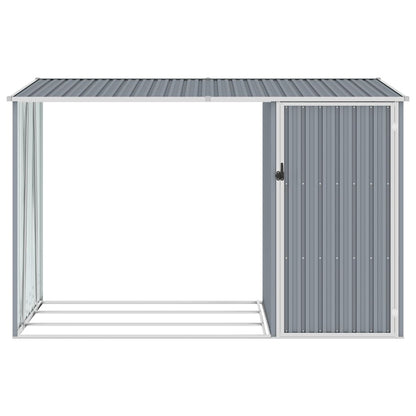 Garden Firewood Shed Grey Galvanised Steel Without Floor