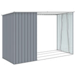Garden Firewood Shed Grey Galvanised Steel Without Floor
