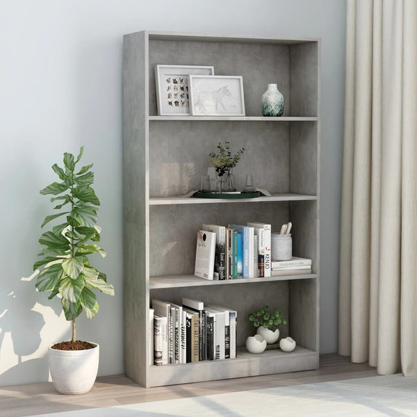  4-Tier Book Cabinet Concrete Grey, Chipboard