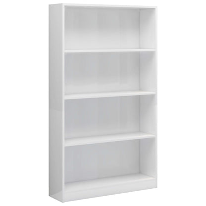 4-Tier Book Cabinet High Gloss White, Chipboard