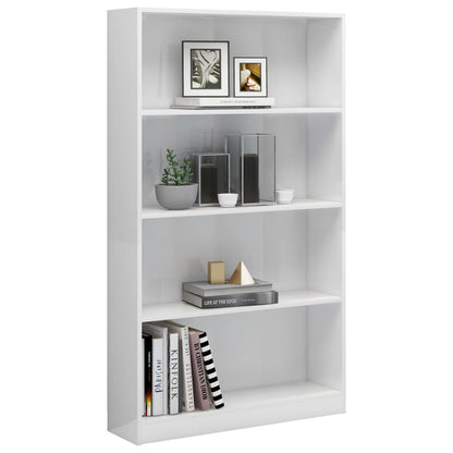 4-Tier Book Cabinet High Gloss White, Chipboard
