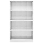 4-Tier Book Cabinet High Gloss White, Chipboard