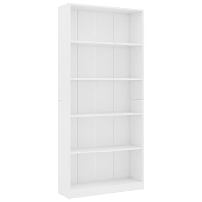 5-Tier Book Cabinet White 80x24x175 cm Chipboard