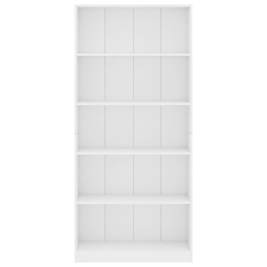 5-Tier Book Cabinet White 80x24x175 cm Chipboard